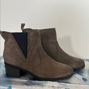 Clarks Taupe Suede Ankle Booties